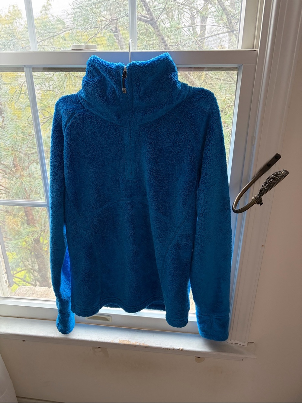 Obermeyer Bright Blue Sherpa Half-Zip Turtleneck Pullover